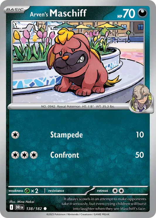 138/182 Arven's Maschiff Destined Rivals Pokémon Card