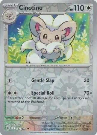 137/162 Cinccino Reverse Holo Temporal Forces Pokémon Card