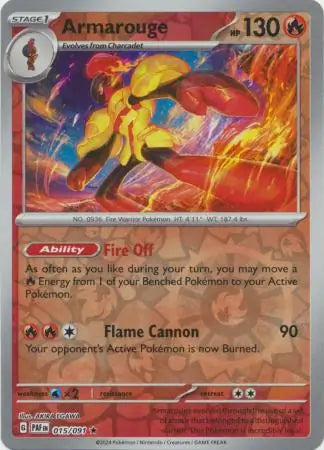 015/091 Armarouge Reverse Holo Paldean Fates Pokémon Card
