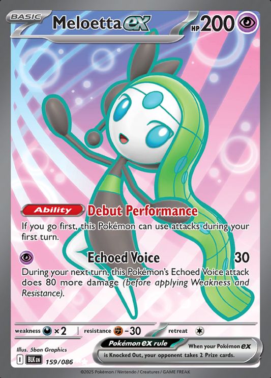 159/086 Meloetta ex Ultra Rare Black Bolt Pokémon Card