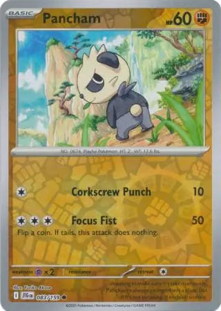 083/159 Pancham Reverse Holo Journey Together Pokémon Card