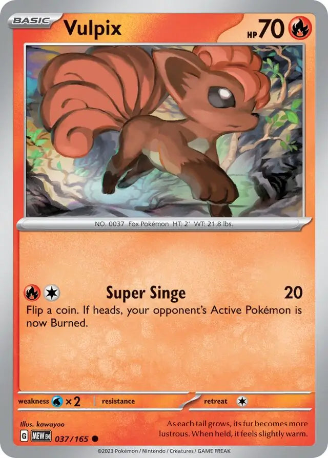 037/165 Vulpix 151 Pokémon Card