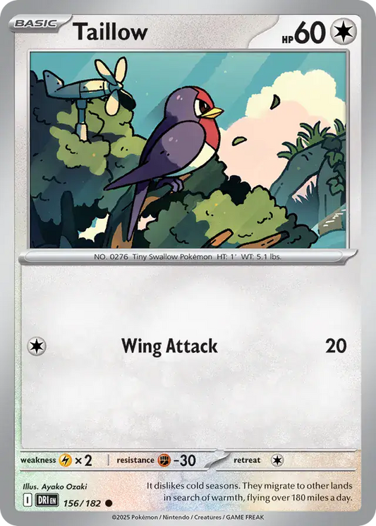 156/182 Taillow Destined Rivals Pokémon Card