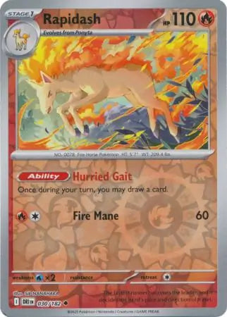 030/182 Rapidash Reverse Holo Destined Rivals Pokémon Card