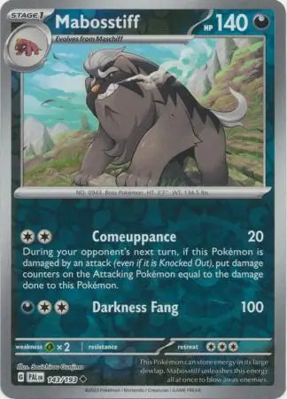 143/193 Mabosstiff Reverse Holo Paldea Evolved Pokémon Card