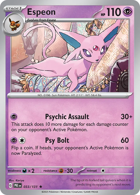 033/131 Espeon Prismatic Evolutions Pokémon Card