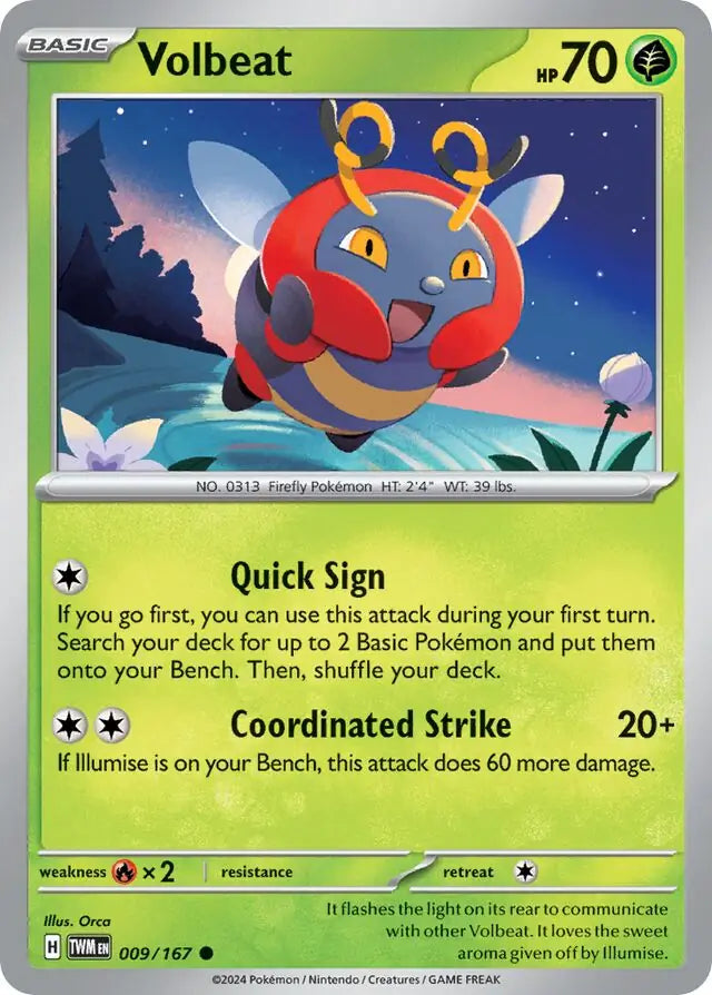 009/167 Volbeat Twilight Masquerade Pokémon Card