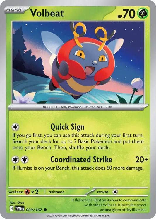 009/167 Volbeat Twilight Masquerade Pokémon Card