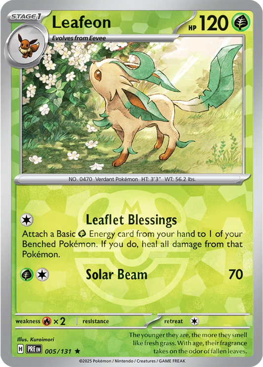 005/131 Leafeon Master Ball Holo Prismatic Evolutions Pokémon Card