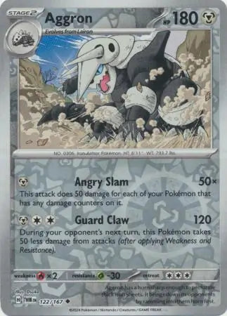 122/167 Aggron Reverse Holo Twilight Masquerade Pokémon Card