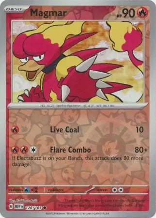126/165 Magmar Reverse Holo 151 Pokémon Card
