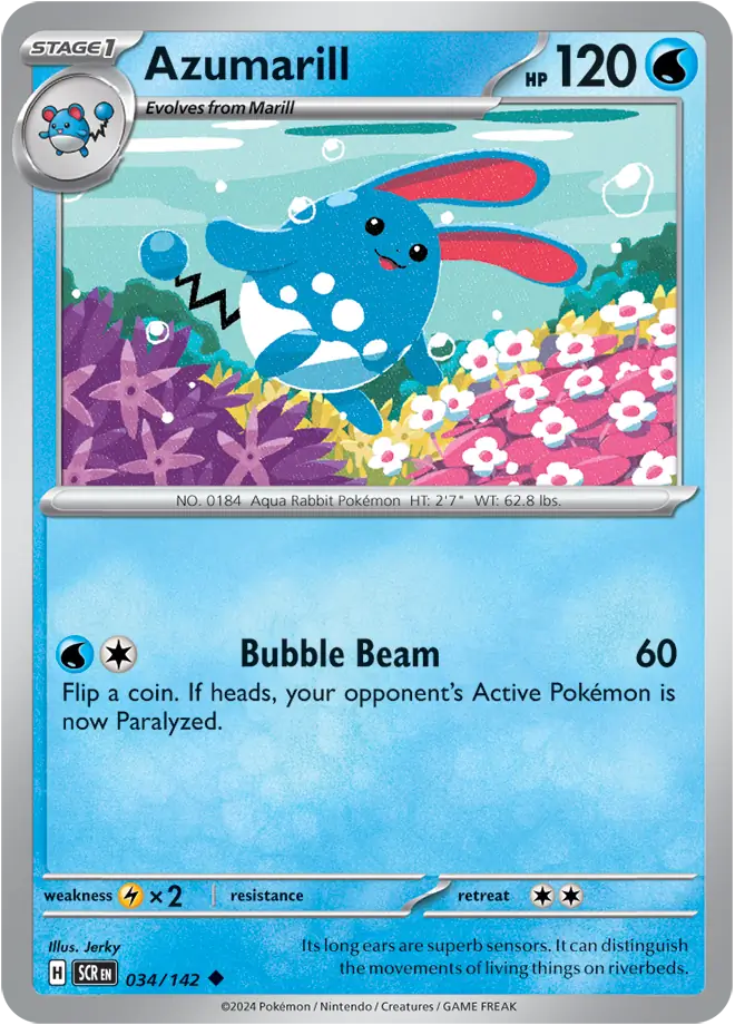 034/142 Azumarill Stellar Crown Pokémon Card
