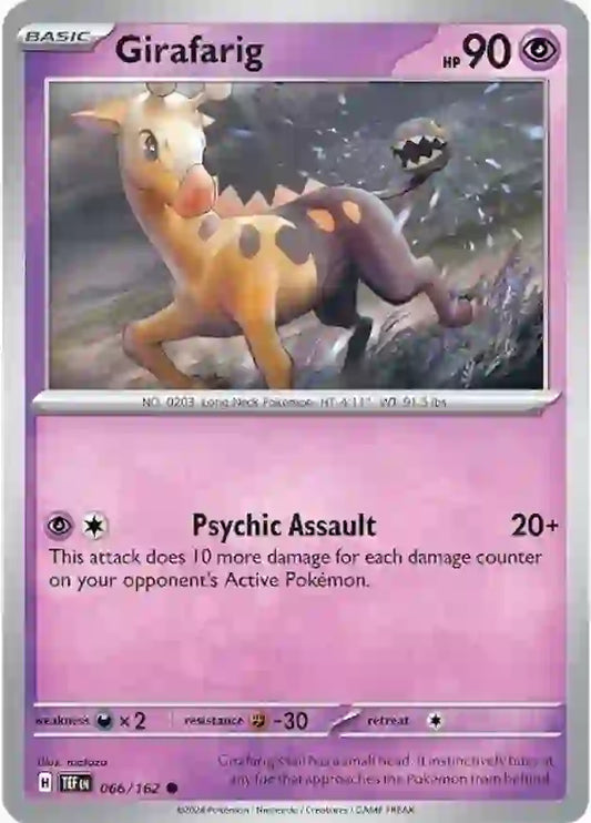066/162 Girafarig Scarlet & Violet Temporal Forces Pokémon Card
