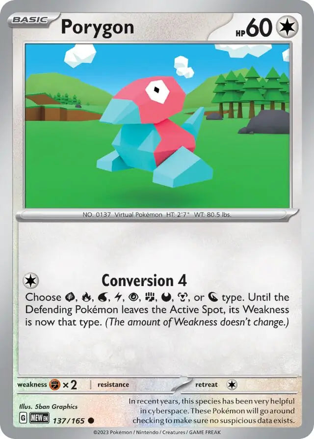 137/165 Porygon 151 Pokémon Card