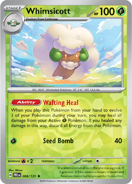 008/131 Whimsicott Master Ball Holo Prismatic Evolutions Pokémon Card