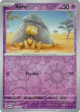 063/165 Abra Reverse Holo 151 Pokémon Card
