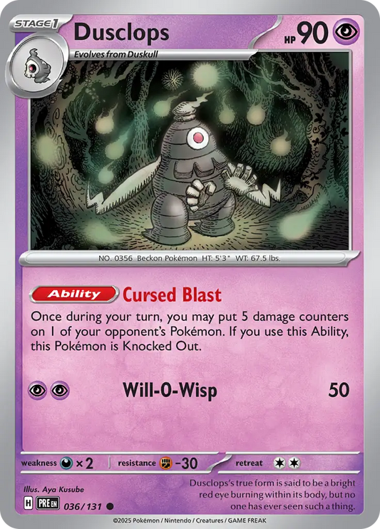 036/131 Dusclops Prismatic Evolutions Pokémon Card