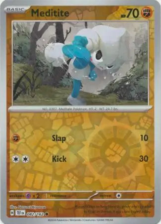 082/162 Meditite Reverse Holo Temporal Forces Pokémon Card