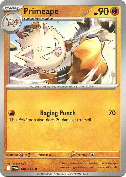 108/198 Primeape Scarlet & Violet Base Set Pokémon Card