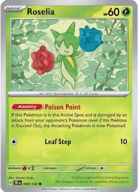 008/162 Roselia Temporal Forces Pokémon Card