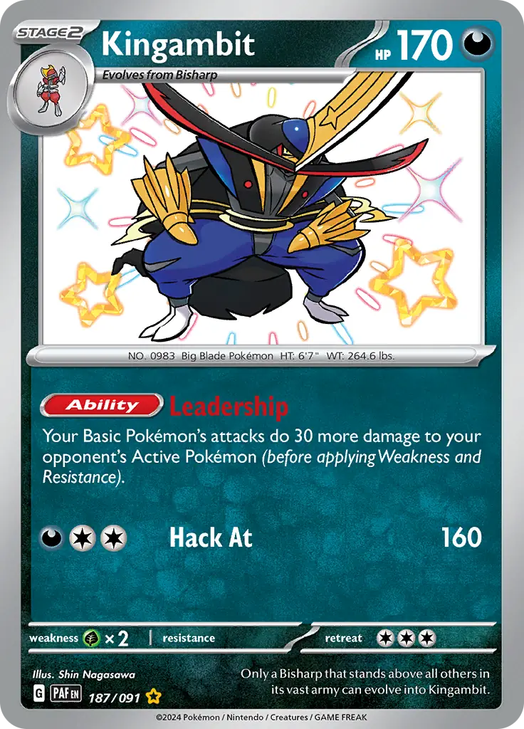 187/091 Kingambit Paldean Fates Pokémon Card