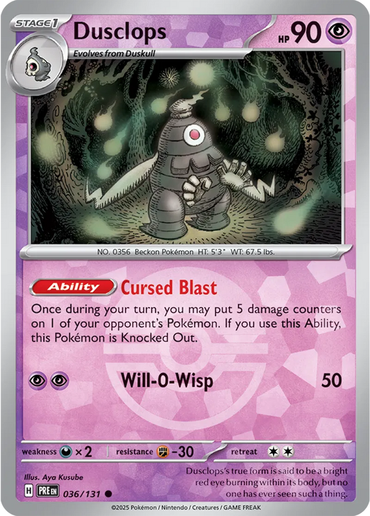 036/131 Dusclops Poke Ball Holo Prismatic Evolutions Pokémon Card