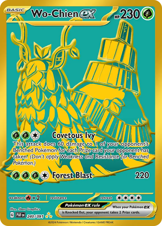 240/091 Wo-Chien ex Paldean Fates Pokémon Card