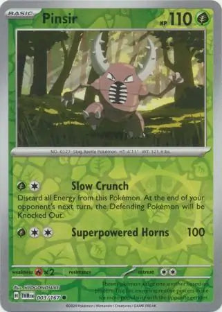 003/167 Pinsir Reverse Holo Twilight Masquerade Pokémon Card