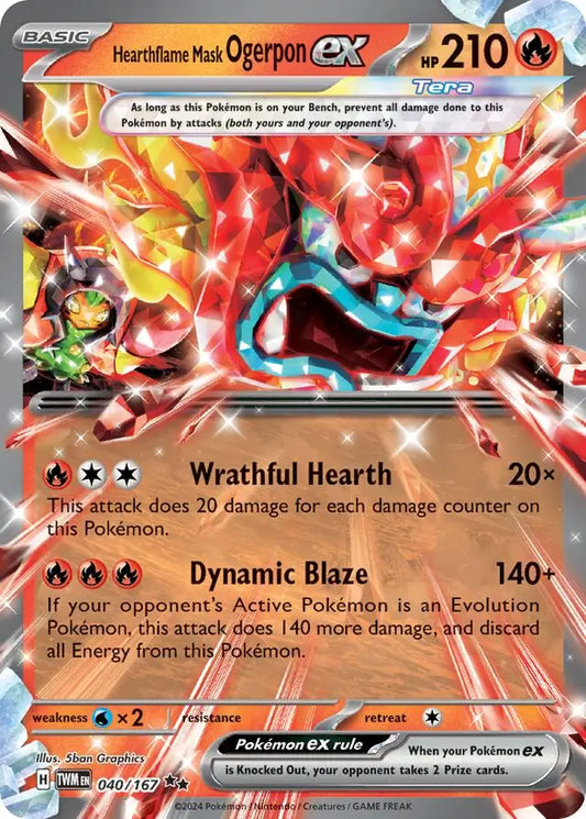 040/167 Hearthflame Mask Ogerpon ex Twilight Masquerade Pokémon Card