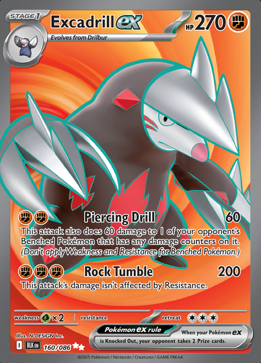 160/086 Excadrill ex Ultra Rare Black Bolt Pokémon Card