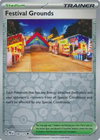 108/131 Festival Grounds Reverse Holo Prismatic Evolutions Pokémon Card
