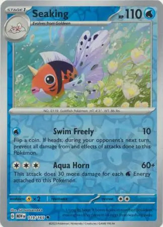 119/165 Seaking Reverse Holo 151 Pokémon Card