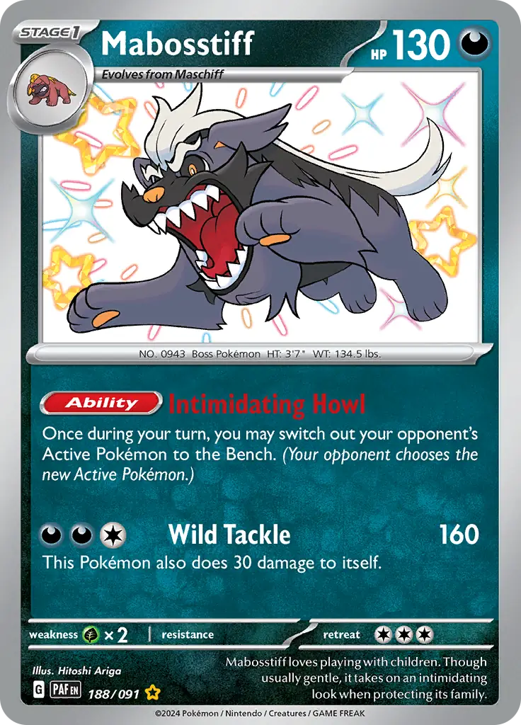 188/091 Mabosstiff Paldean Fates Pokémon Card