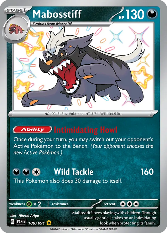 188/091 Mabosstiff Paldean Fates Pokémon Card