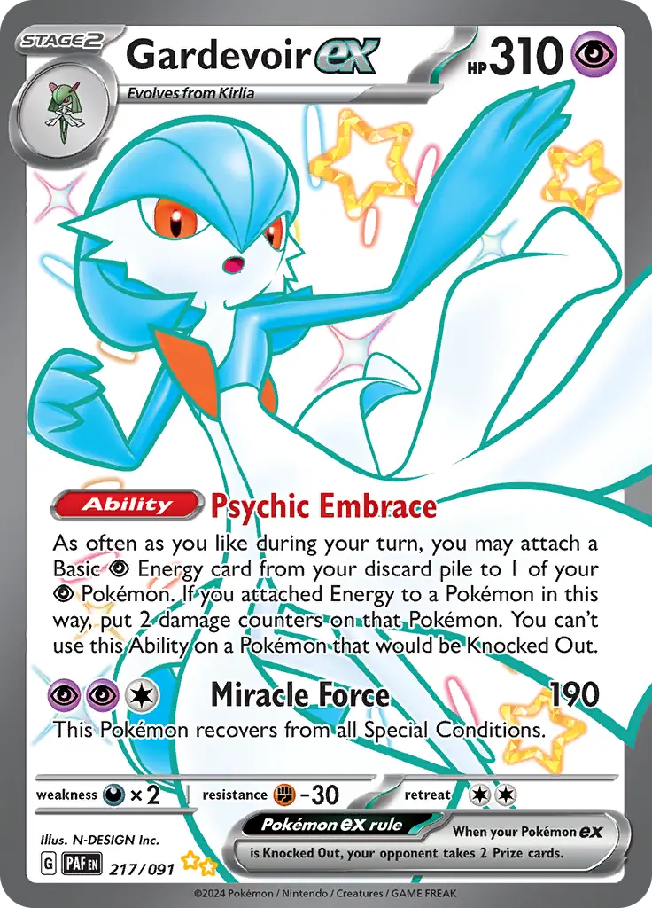 217/091 Gardevoir ex Paldean Fates Pokémon Card
