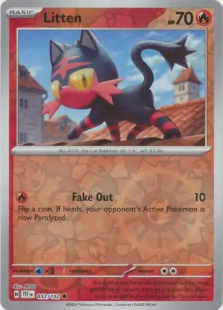 032/162 Litten Reverse Holo Temporal Forces Pokémon Card