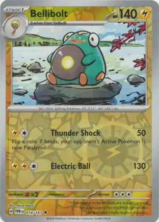 074/167 Bellibolt Reverse Holo Twilight Masquerade Pokémon Card
