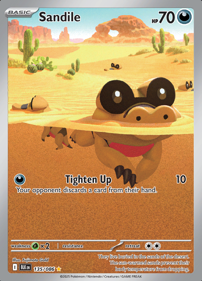 135/086 Sandile Illustration Rare Black Bolt Pokémon Card