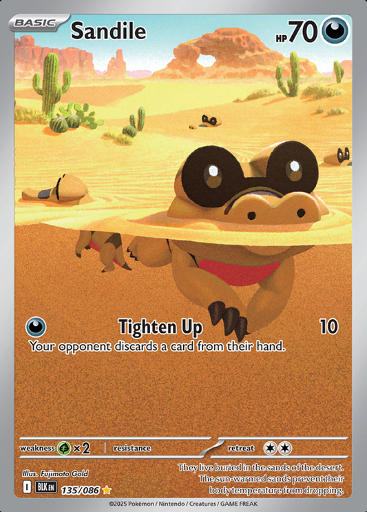 135/086 Sandile Illustration Rare Black Bolt Pokémon Card