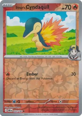032/182 Ethan's Cyndaquil Reverse Holo Destined Rivals Pokémon Card