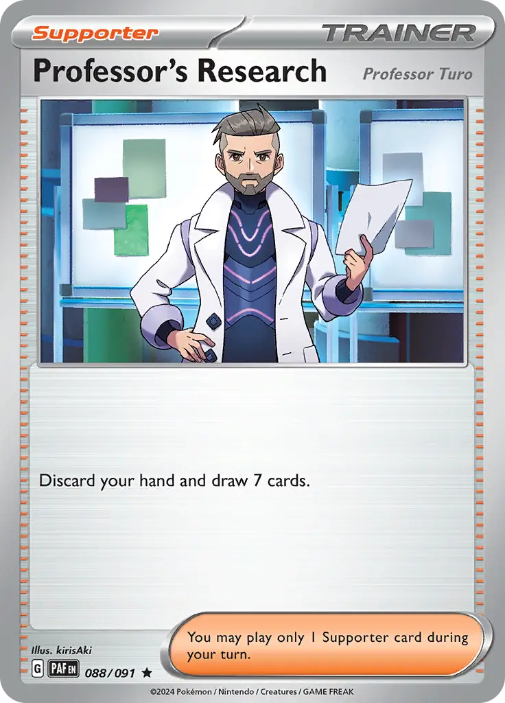 088/091 Professor's Research Professor Turo Paldean Fates Pokémon Card