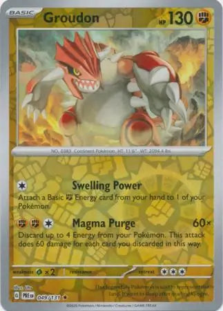 049/131 Groudon Reverse Holo Prismatic Evolutions Pokémon Card