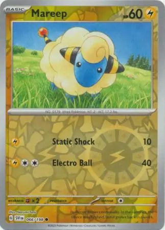 066/198 Mareep Reverse Holo Scarlet & Violet Base Set Pokémon Card