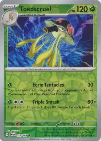 026/198 Toedscruel Reverse Holo Scarlet & Violet Base Set Pokémon Card