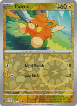 074/198 Pawmi Reverse Holo Scarlet & Violet Base Set Pokémon Card