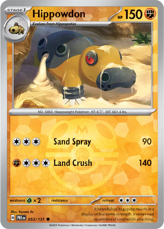 053/131 Hippowdon Master Ball Holo Prismatic Evolutions Pokémon Card