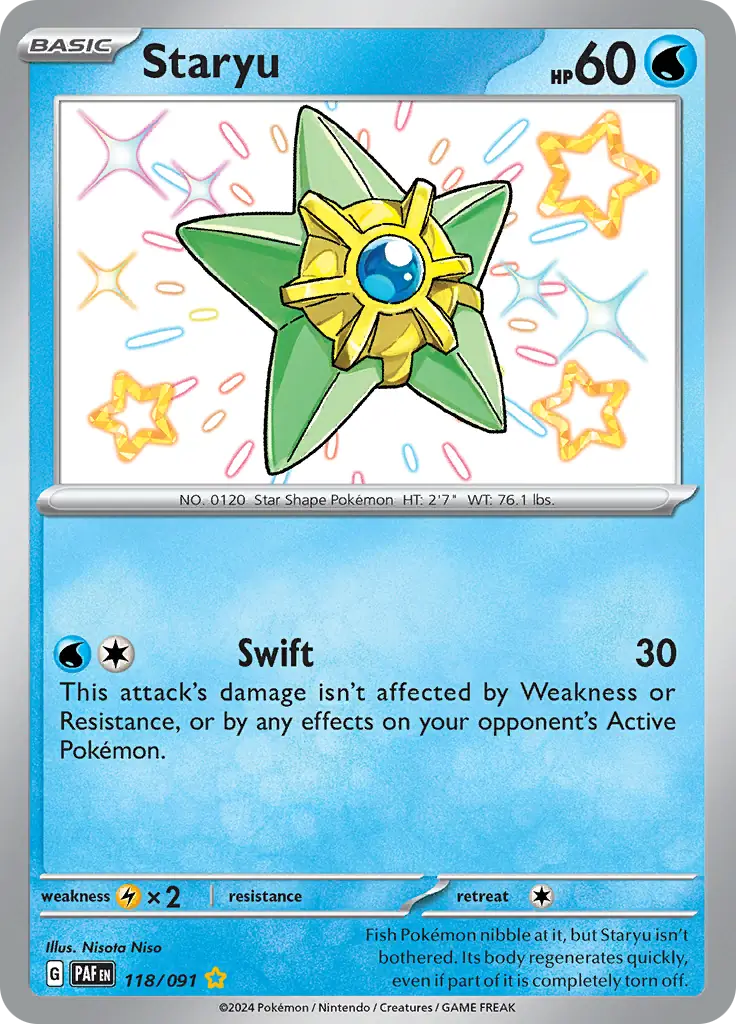 118/091 Staryu Paldean Fates Pokémon Card