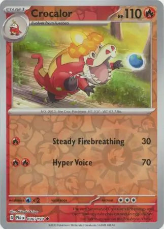 036/193 Crocalor Reverse Holo Paldea Evolved Pokémon Card