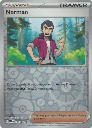 168/182 Norman Reverse Holo Paradox Rift Pokémon Card