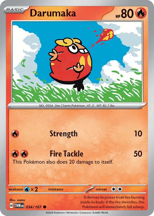 034/167 Darumaka Twilight Masquerade Pokémon Card